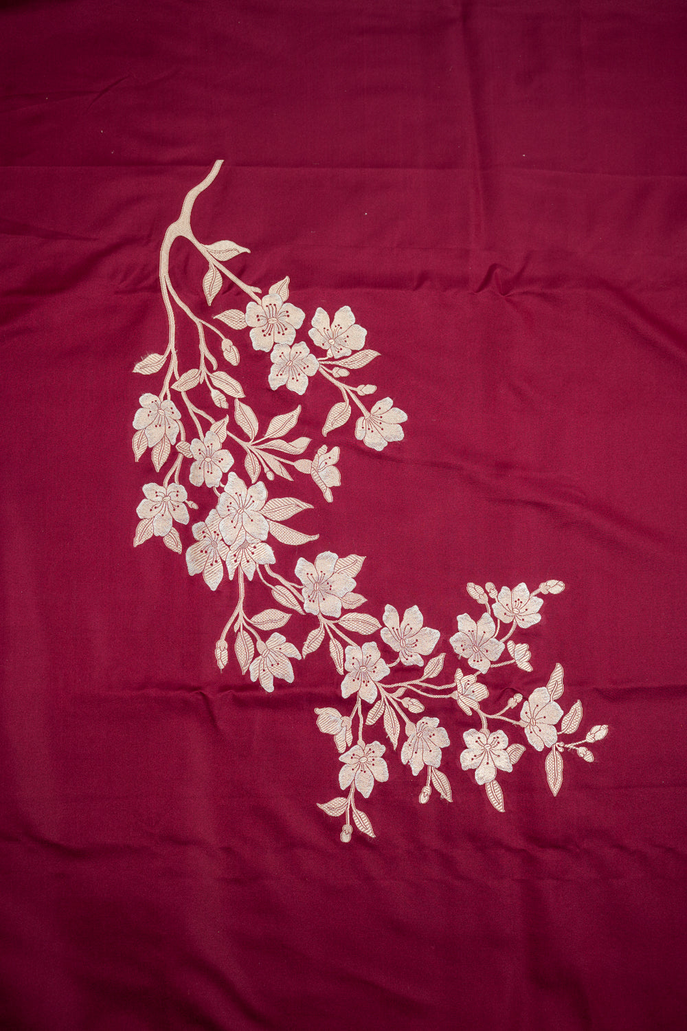 Wine Red Floral  Satin Silk Co-Ord Set