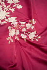 Wine Red Floral  Satin Silk Co-Ord Set