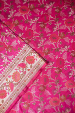 Rose Red Meenakari Jaal Katan Silk Handwoven Banarasi Saree