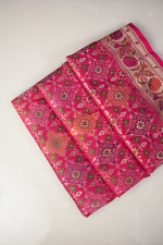 Rani Pink Patola Katan Silk Handwoven Bridal Banarasi Saree