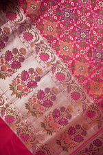 Rani Pink Patola Katan Silk Handwoven Bridal Banarasi Saree