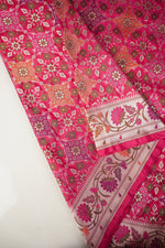 Rani Pink Patola Katan Silk Handwoven Bridal Banarasi Saree