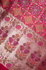 Rani Pink Patola Katan Silk Handwoven Bridal Banarasi Saree
