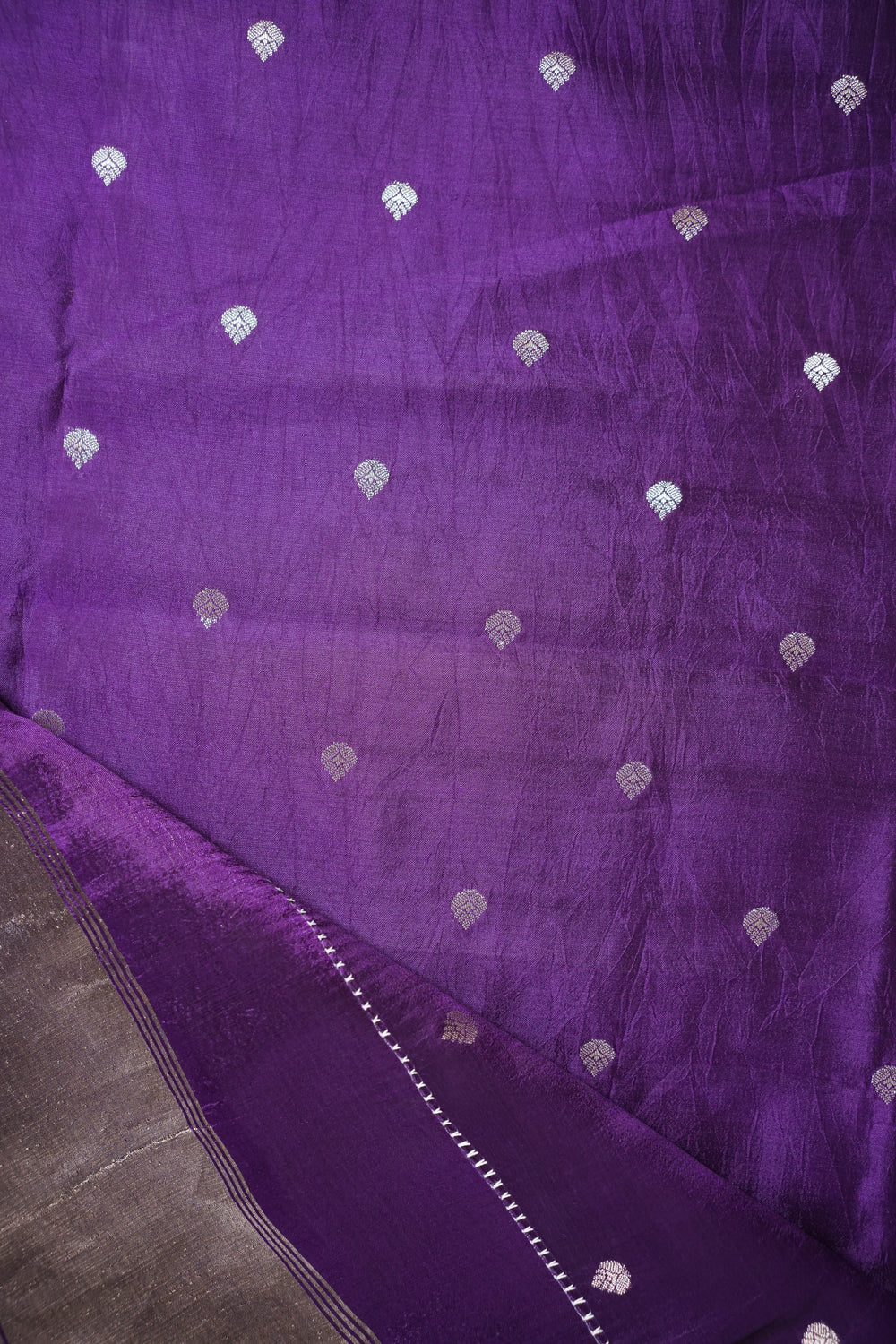 Plum Purple Booti Katan Silk Handwoven Banarasi Suit