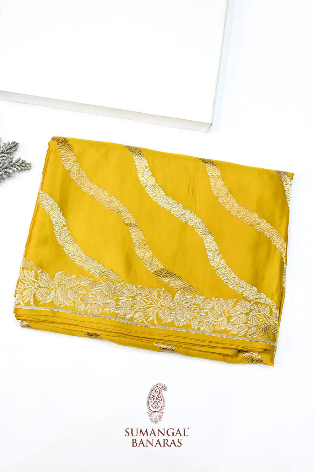 Honey Yellow Sona Roopa Mashru Silk  Handwoven Banarasi Saree