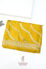 Honey Yellow Sona Roopa Mashru Silk  Handwoven Banarasi Saree