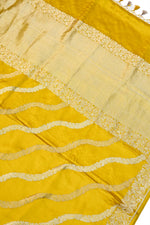 Honey Yellow Sona Roopa Mashru Silk  Handwoven Banarasi Saree
