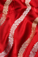 Crimson Red Sona Roopa Mashru Silk  Handwoven Banarasi Saree
