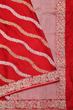 Crimson Red Sona Roopa Mashru Silk  Handwoven Banarasi Saree