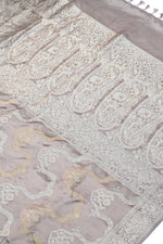 Salt White Sona Roopa Mashru Silk  Handwoven Banarasi Saree