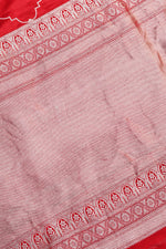 Crimson Red Sona Roopa Mashru Silk  Handwoven Banarasi Saree