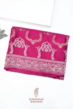 Hot Pink Sona Roopa Mashru Silk  Handwoven Banarasi Saree