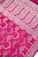 Hot Pink Sona Roopa Mashru Silk  Handwoven Banarasi Saree