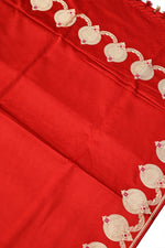 Candy Red Plain Mashru Silk  Handwoven Banarasi Saree