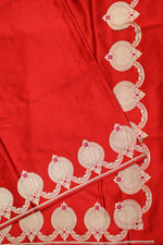Candy Red Plain Mashru Silk  Handwoven Banarasi Saree