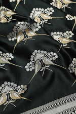 Jet Black Motif Mashru Silk  Handwoven Banarasi Saree