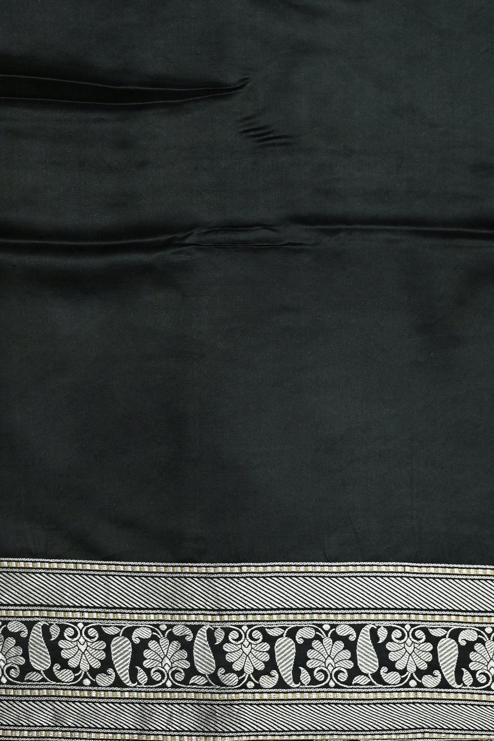 Jet Black Motif Mashru Silk  Handwoven Banarasi Saree