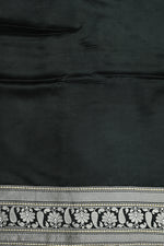 Jet Black Motif Mashru Silk  Handwoven Banarasi Saree