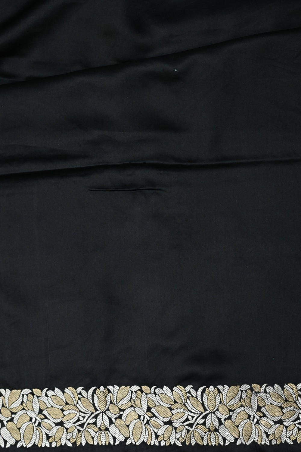 Ebony Black Sona Roopa Mashru Silk  Handwoven Banarasi Saree