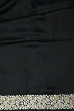 Ebony Black Sona Roopa Mashru Silk  Handwoven Banarasi Saree