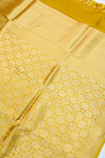 Honey Yellow Brocade Mashru Silk  Handwoven Banarasi Saree