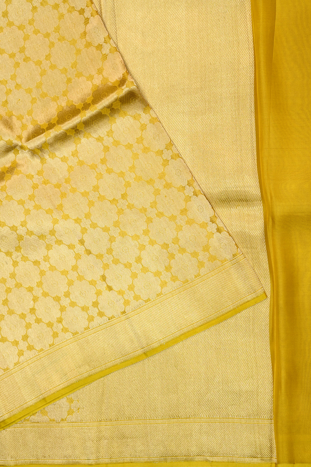 Honey Yellow Brocade Mashru Silk  Handwoven Banarasi Saree