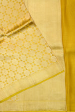 Honey Yellow Brocade Mashru Silk  Handwoven Banarasi Saree
