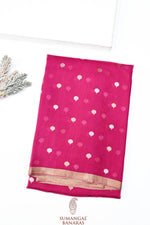 Magenta Pink Booti Breezy Organza  Handwoven Banarasi Saree