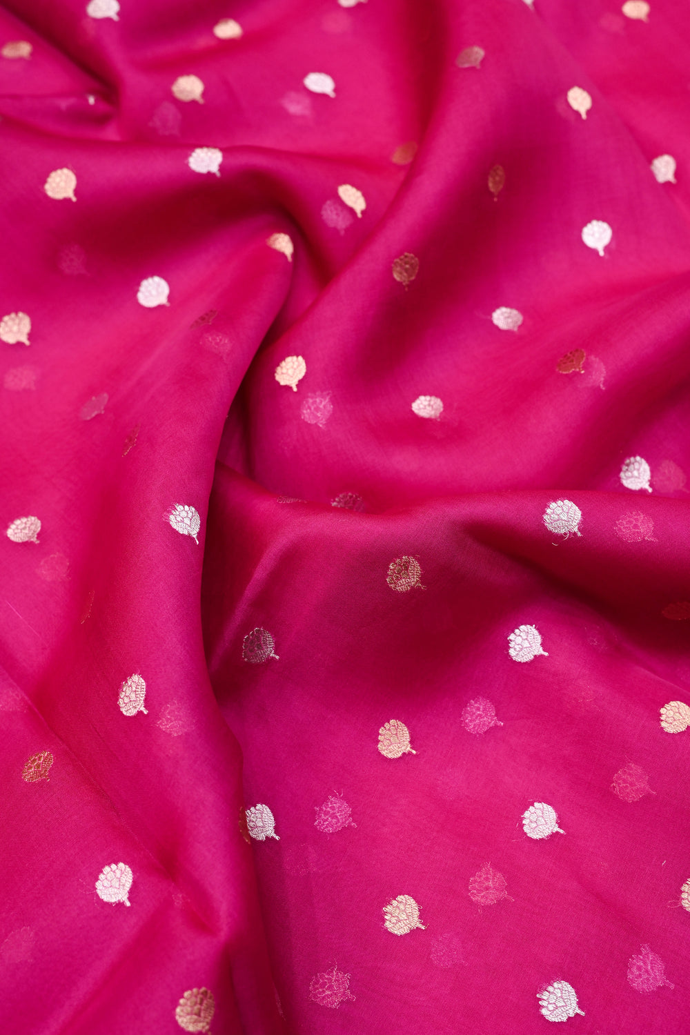Magenta Pink Booti Breezy Organza  Handwoven Banarasi Saree