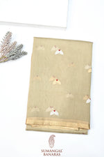 Linen  White Sona Roopa Breezy Organza  Handwoven Banarasi Saree