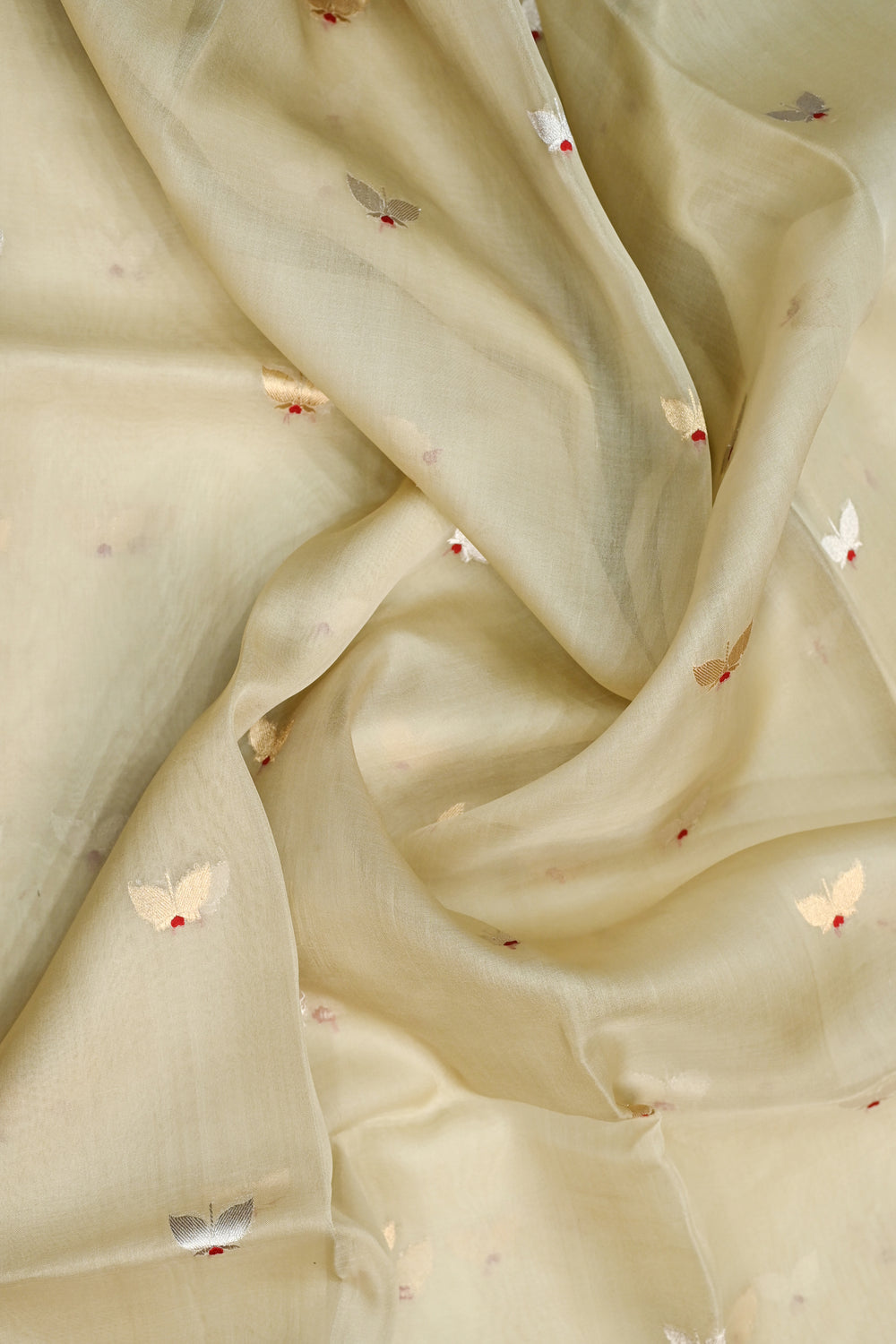 Linen  White Sona Roopa Breezy Organza  Handwoven Banarasi Saree