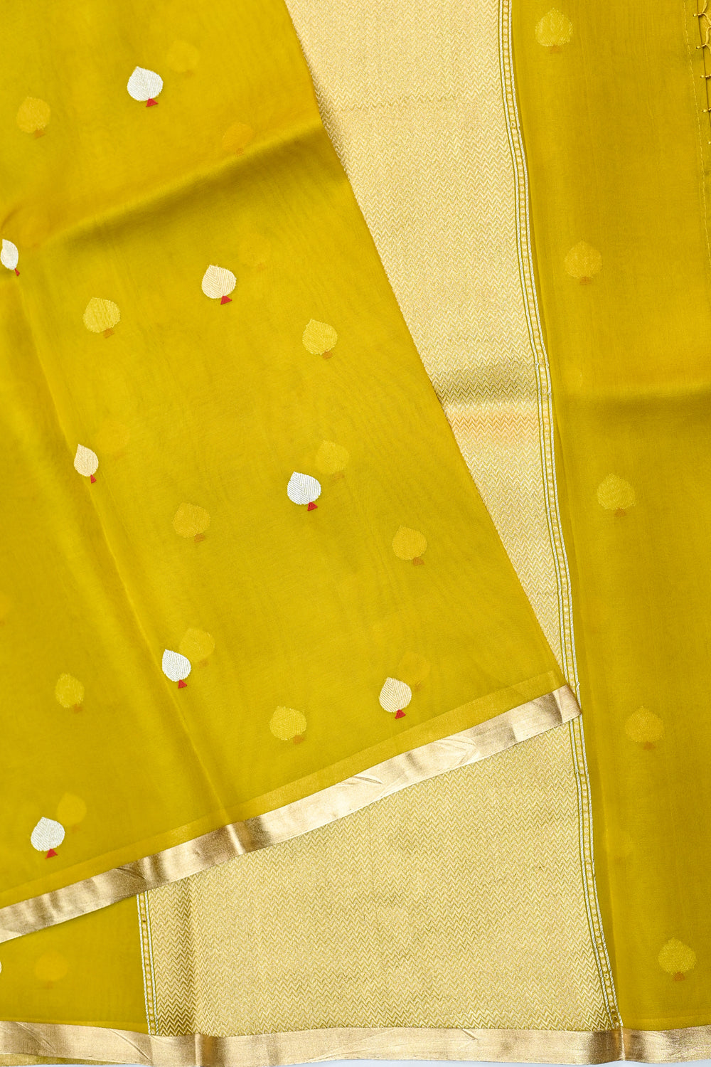 Corn Yellow Sona Roopa Breezy Organza  Handwoven Banarasi Saree