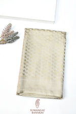 Chiffon White Tanchoi Mashru Silk  Handwoven Banarasi Saree