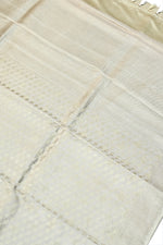 Chiffon White Tanchoi Mashru Silk  Handwoven Banarasi Saree