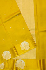 Canary Yellow Motif Soft Silk  Handwoven Banarasi Saree