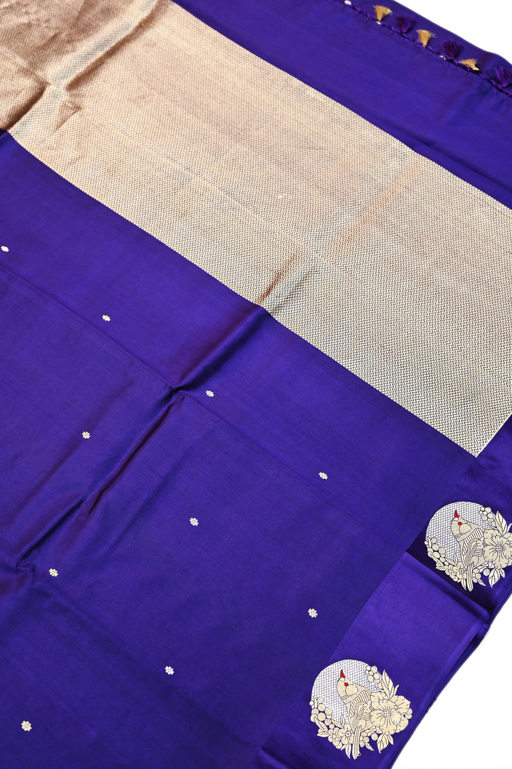 Indigo Blue Motif Soft Silk  Handwoven Banarasi Saree