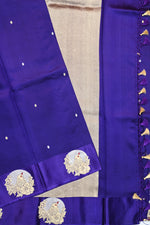 Indigo Blue Motif Soft Silk  Handwoven Banarasi Saree
