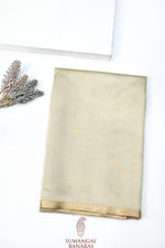 Cloud Grey Booti Katan Silk Handwoven Banarasi Saree