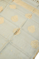 Cloud Grey Booti Katan Silk Handwoven Banarasi Saree