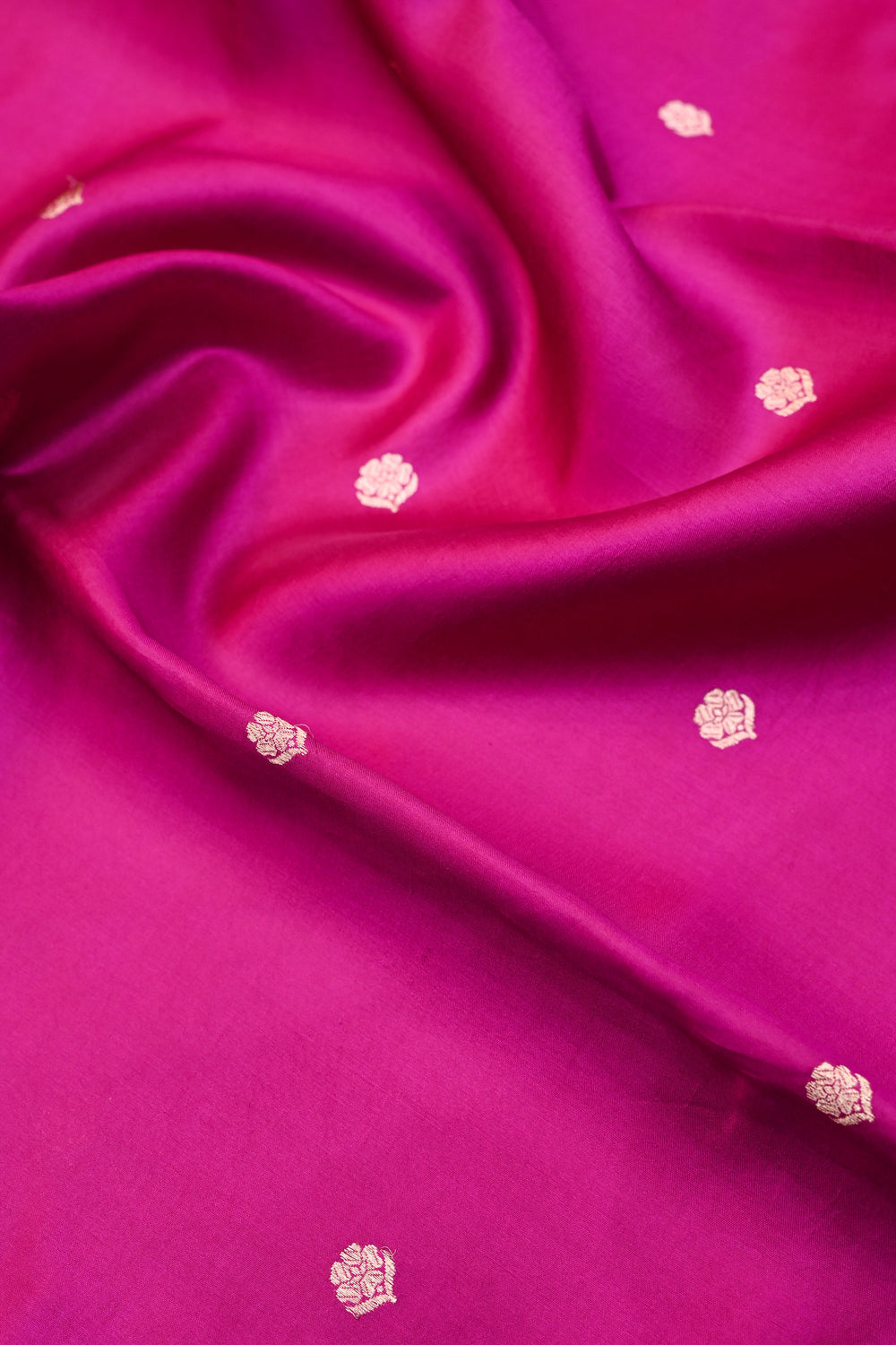 Magenta Pink Booti Soft Silk  Handwoven Banarasi Saree