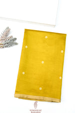 Medallion Yellow Booti Soft Silk  Handwoven Banarasi Saree