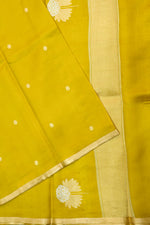 Medallion Yellow Booti Soft Silk  Handwoven Banarasi Saree