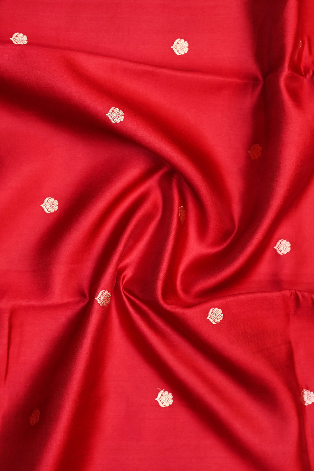 Ruby Red Booti Soft Silk  Handwoven Banarasi Saree