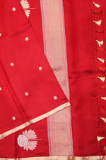 Ruby Red Booti Soft Silk  Handwoven Banarasi Saree