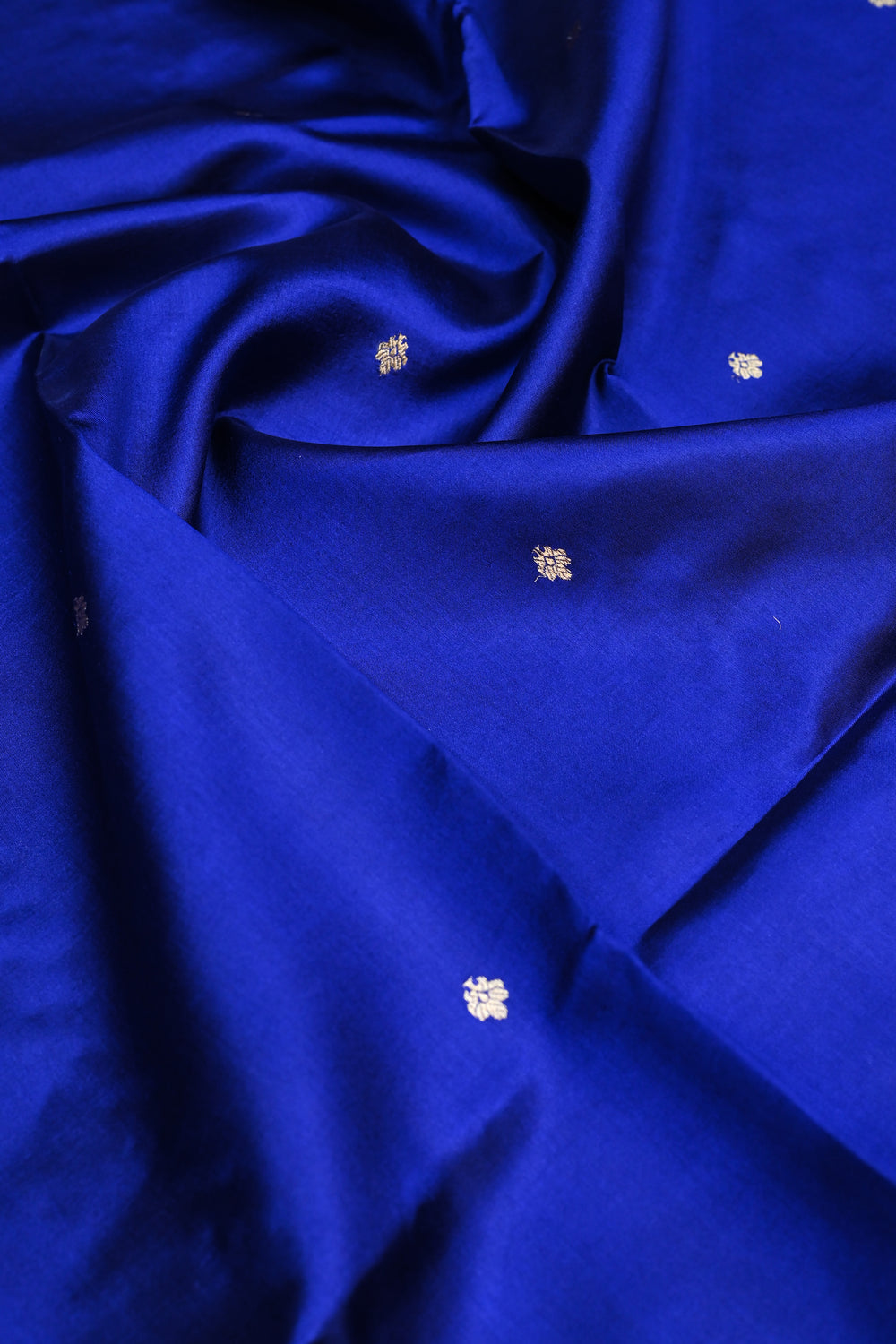 Royal Blue Booti Katan Silk Handwoven Banarasi Saree