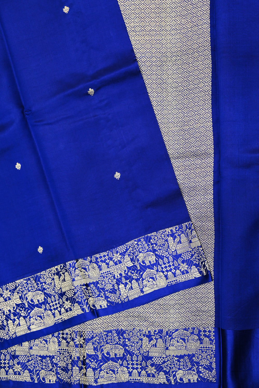 Royal Blue Booti Katan Silk Handwoven Banarasi Saree