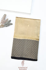 Cream White Booti Katan Silk Handwoven Banarasi Saree