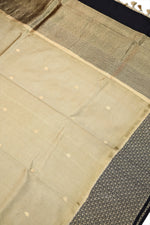 Cream White Booti Katan Silk Handwoven Banarasi Saree