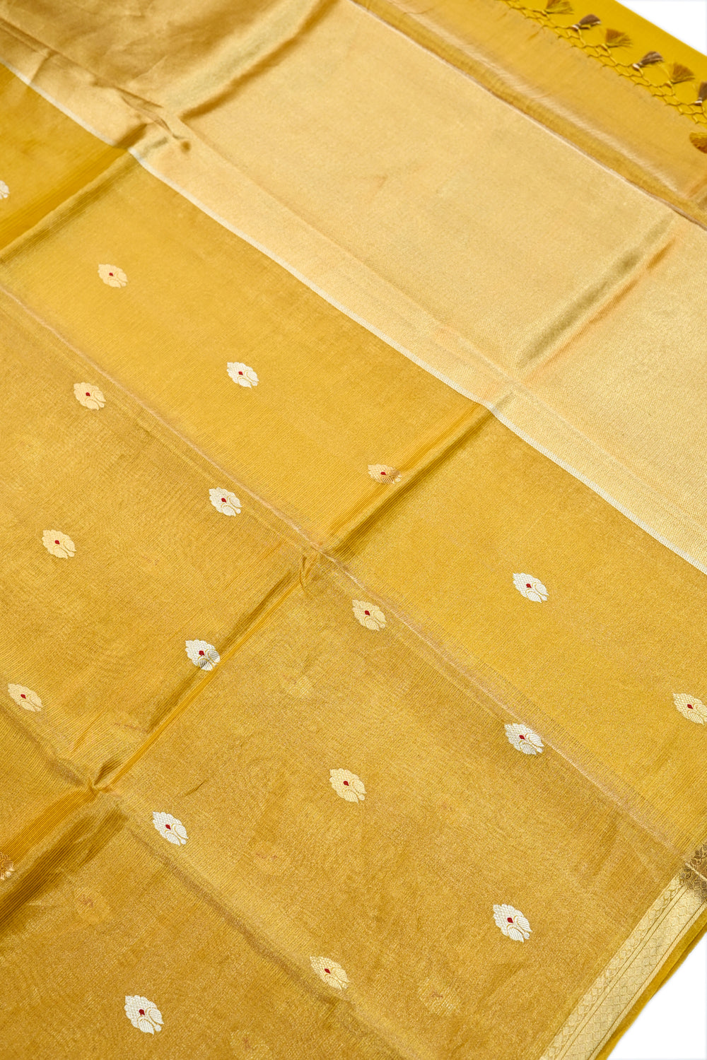 Honey Yellow Sona Roopa Tissue Silk  Handwoven Banarasi Saree
