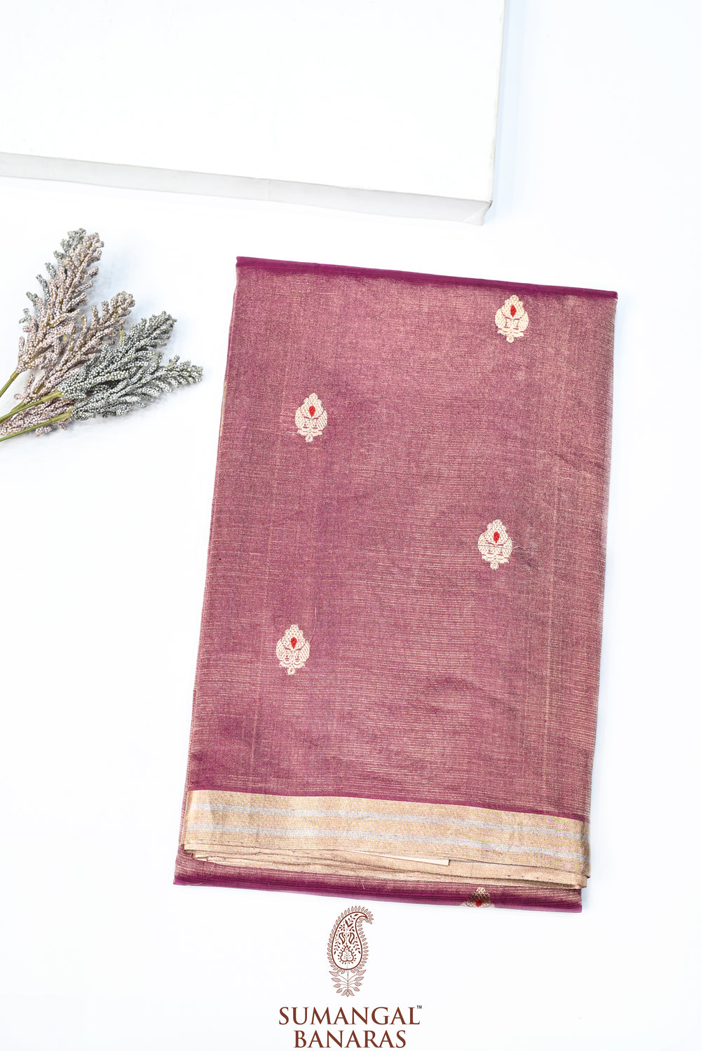 Rouge Pink Sona Roopa Tissue Silk  Handwoven Banarasi Saree
